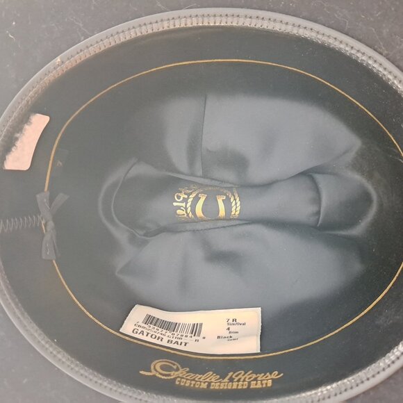 Western Cowgirl Core Hat - Charlie 1 Horse - 'Gator Bait' - sz 7 - Black Cowboy - Picture 6 of 11